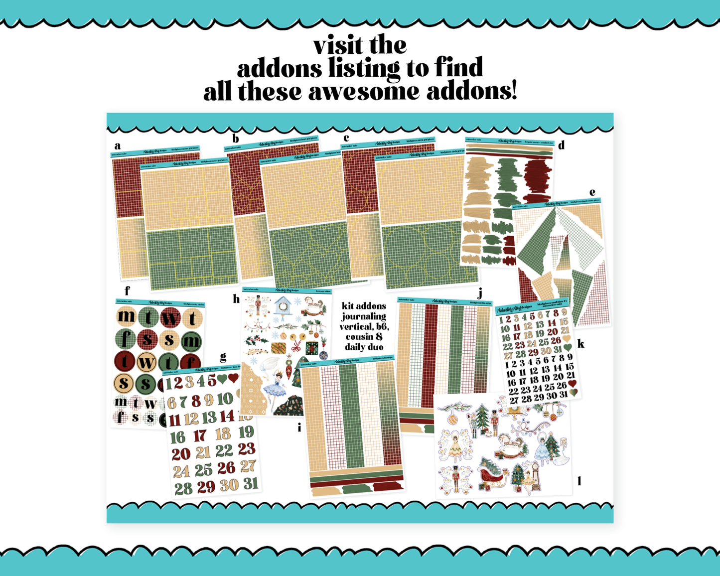 Hobonichi Cousin Weekly Nutcracker Suite Christmas Themed Planner Sticker Kit for Hobo Cousin or Similar Planners