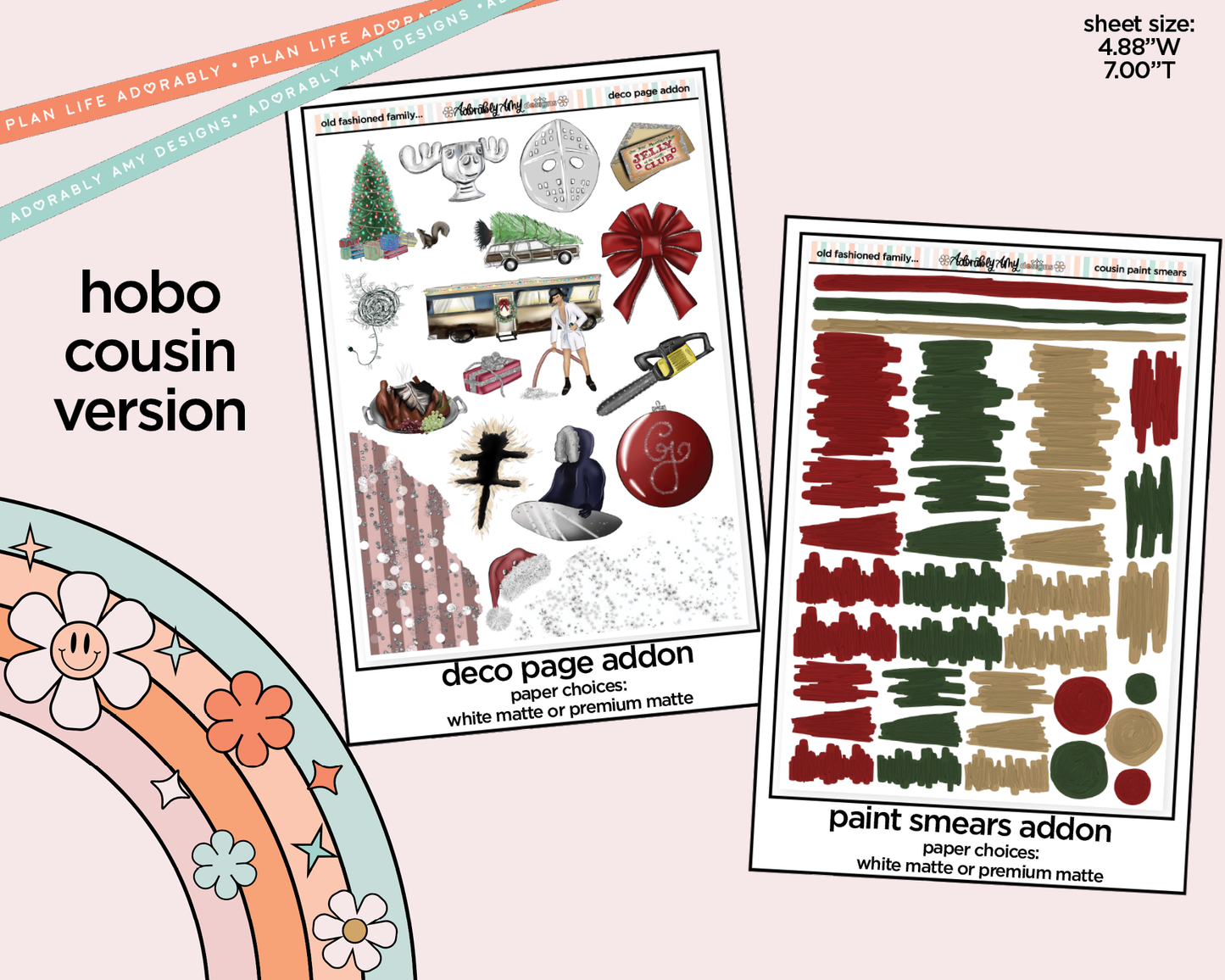Hobonichi Cousin Weekly Old Fashioned Family Christmas Planner Sticker Kit for Hobo Cousin or Similar Planners