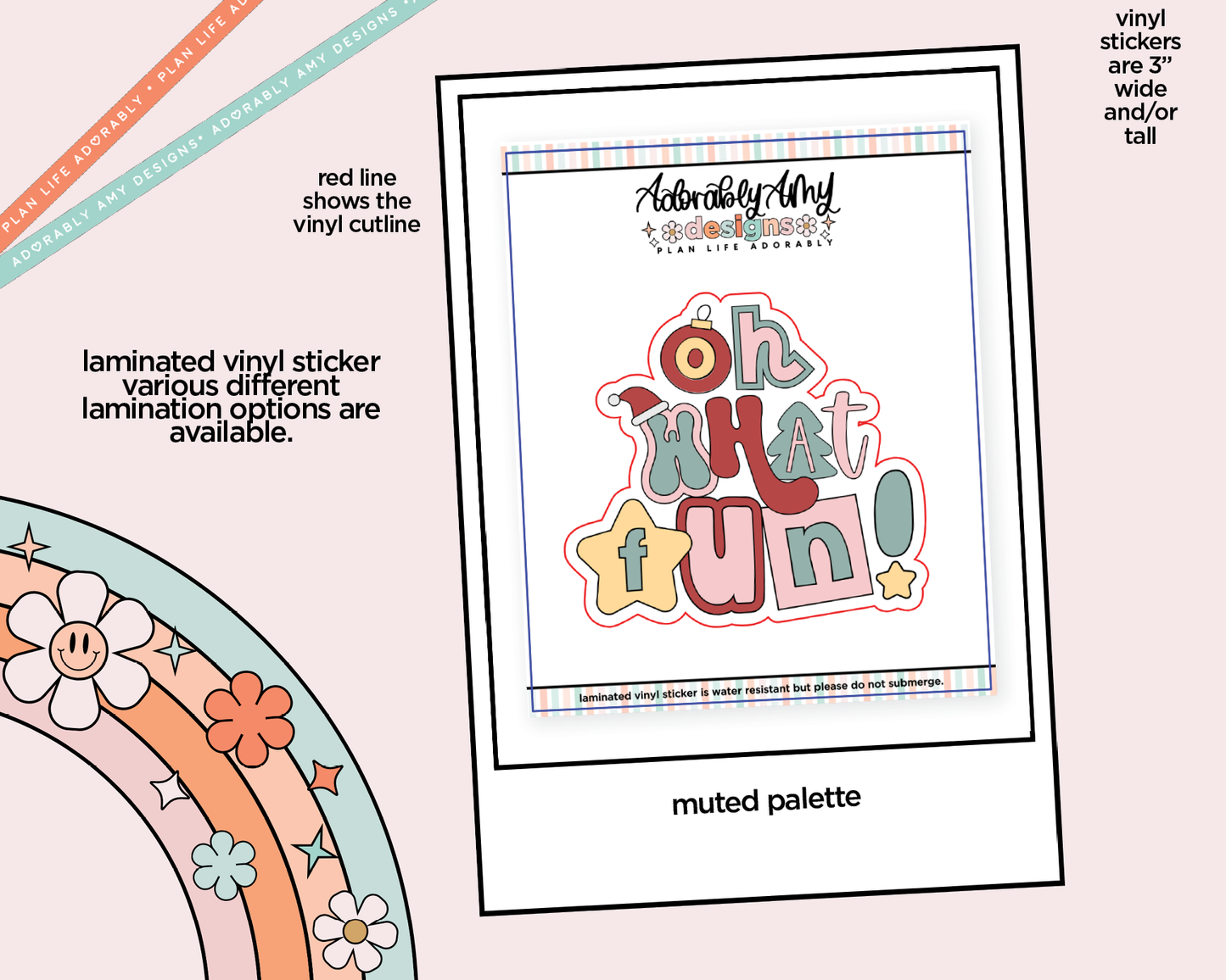 Laminated Vinyl Large Diecut Stickers - Oh What Fun! (2 colorways)