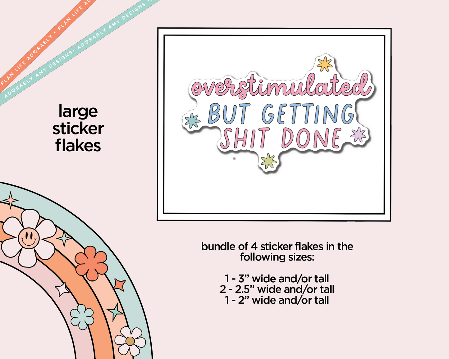 Overstimulated But Getting Shit Done Sampler Planner Stickers for any Planner or Insert