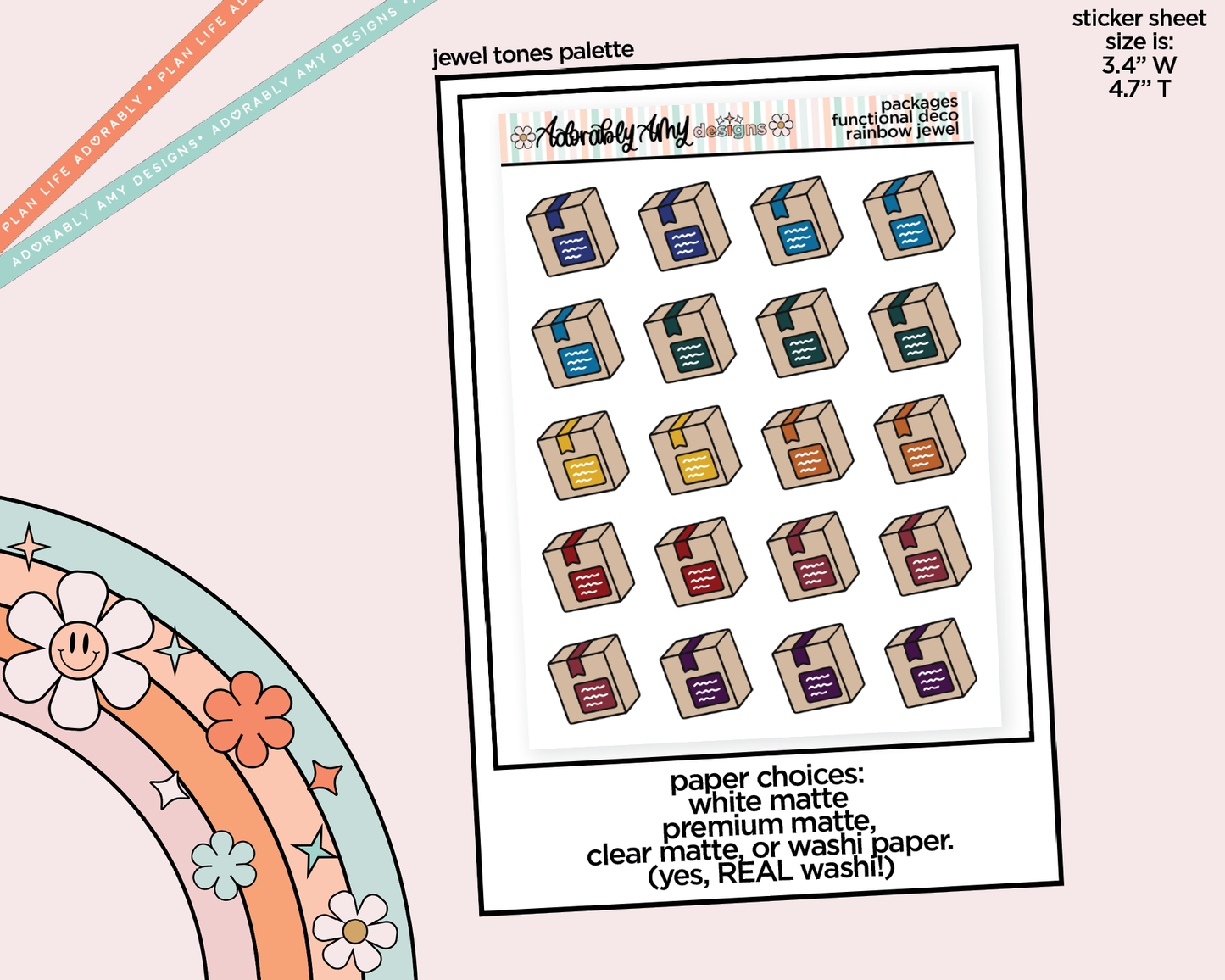 Rainbow Shipping Packages Doodled Icon Stickers