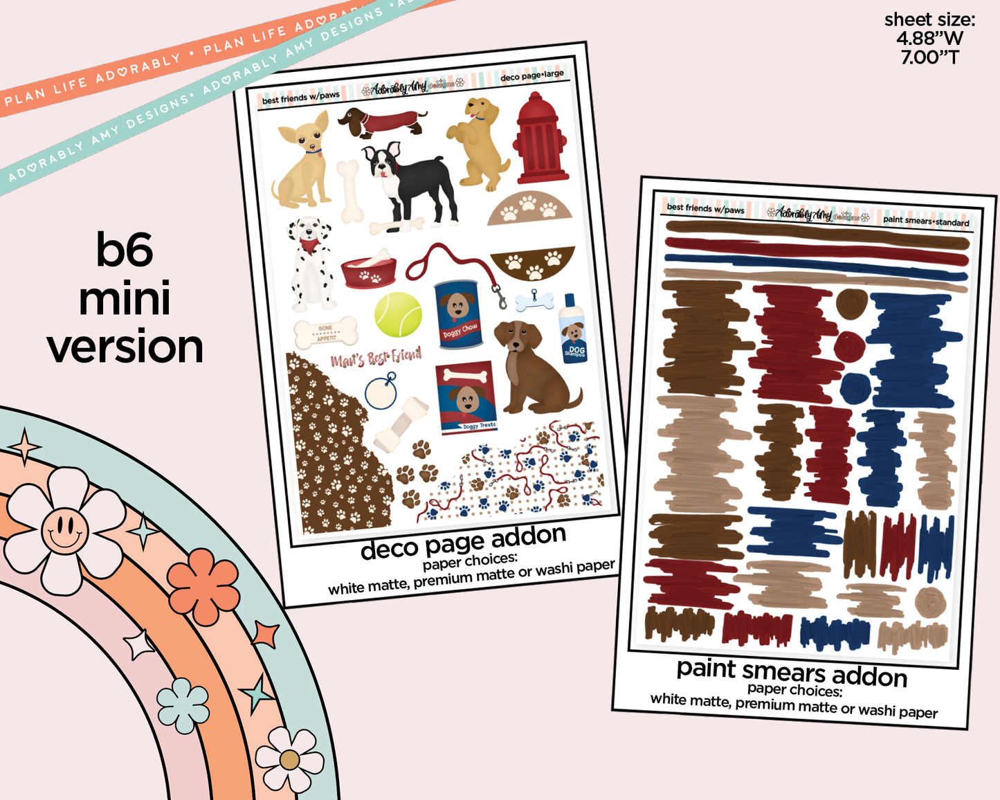 Mini B6 Best Friends are Ones with Paws Planner Sticker Kit sized for ANY Vertical Insert