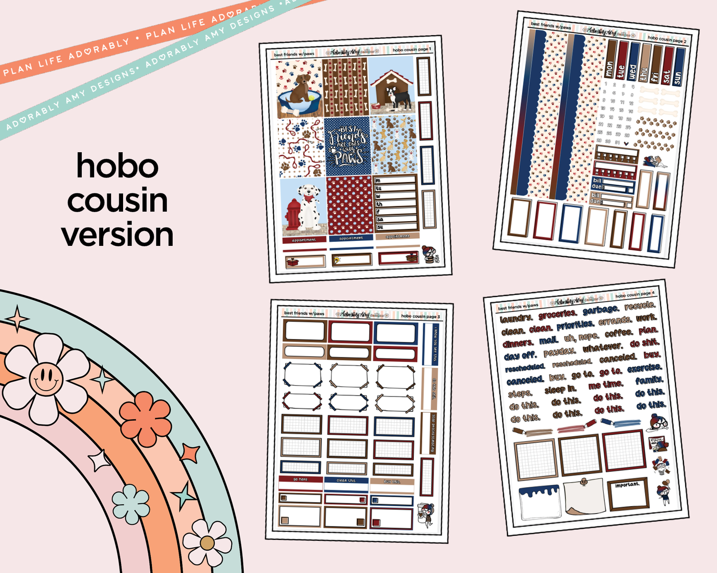 Hobonichi Cousin Weekly Best Friends are Ones with Pawss Planner Sticker Kit for Hobo Cousin or Similar Planners