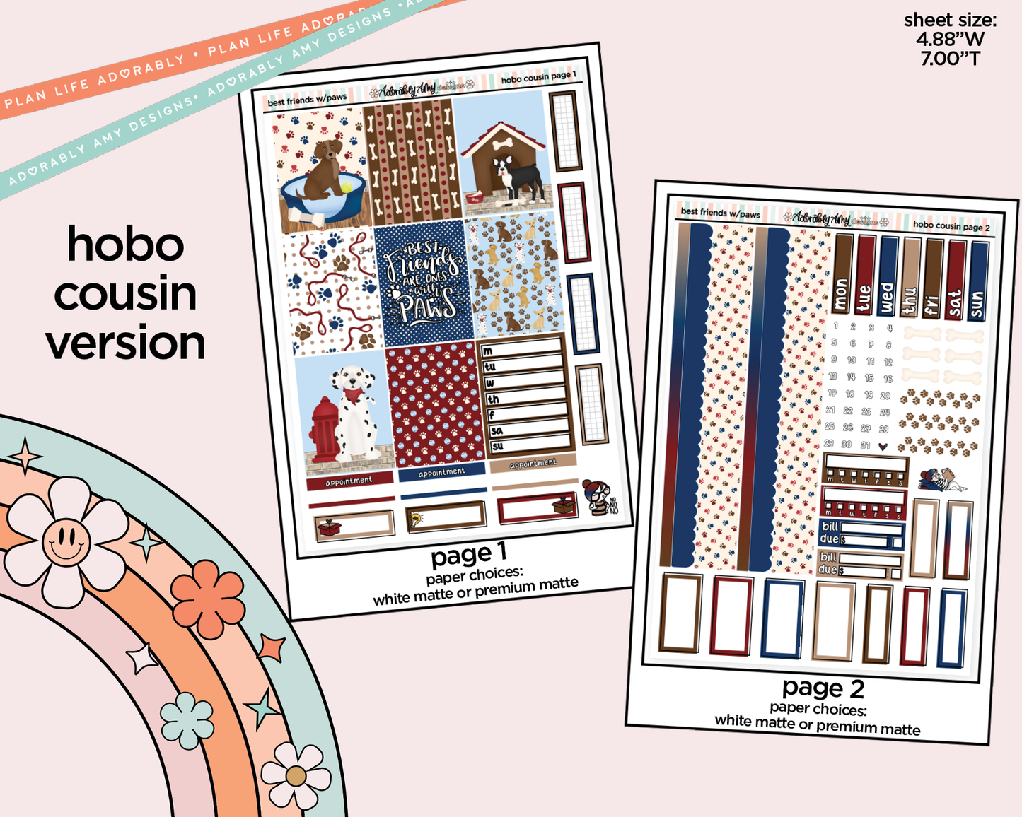 Hobonichi Cousin Weekly Best Friends are Ones with Pawss Planner Sticker Kit for Hobo Cousin or Similar Planners