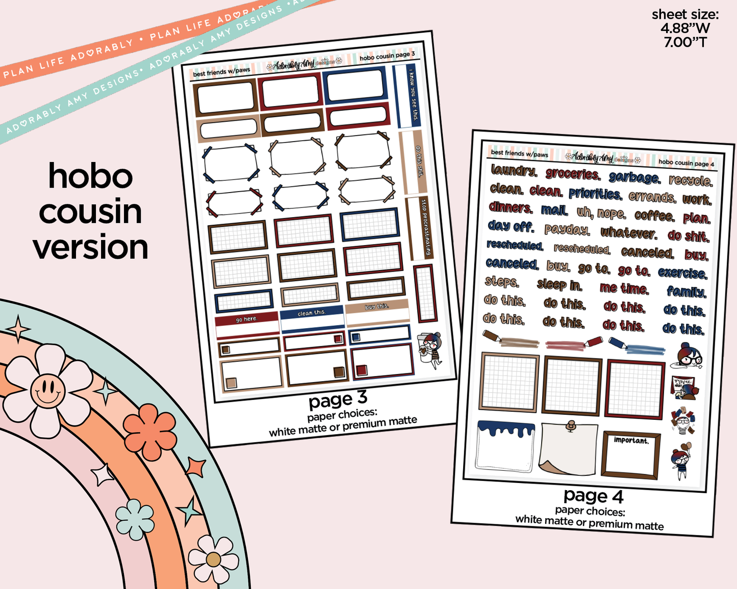 Hobonichi Cousin Weekly Best Friends are Ones with Pawss Planner Sticker Kit for Hobo Cousin or Similar Planners