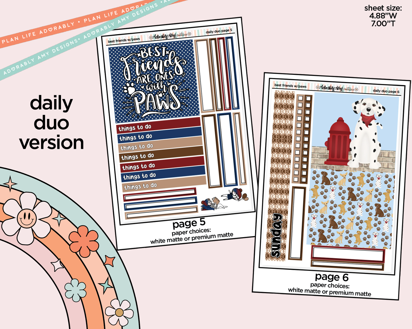 Daily Duo Best Friends are Ones with Paws Weekly Planner Sticker Kit for Daily Duo Planner