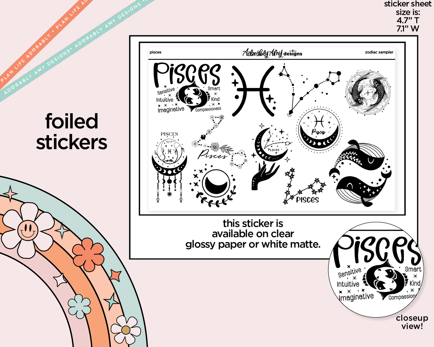 Foiled Zodiac Collection Pisces Deco Typography Sampler