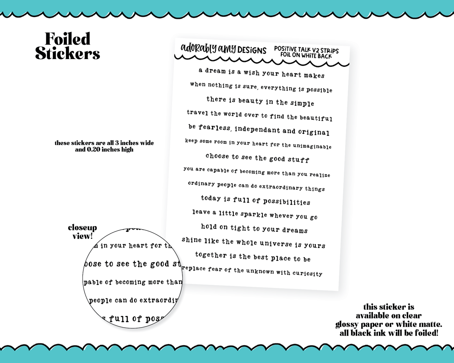 Foil Quote Strips Collection - Positive Talk V2