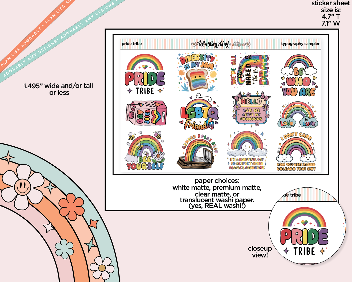 Pride Tribe Typography Sampler Planner Stickers