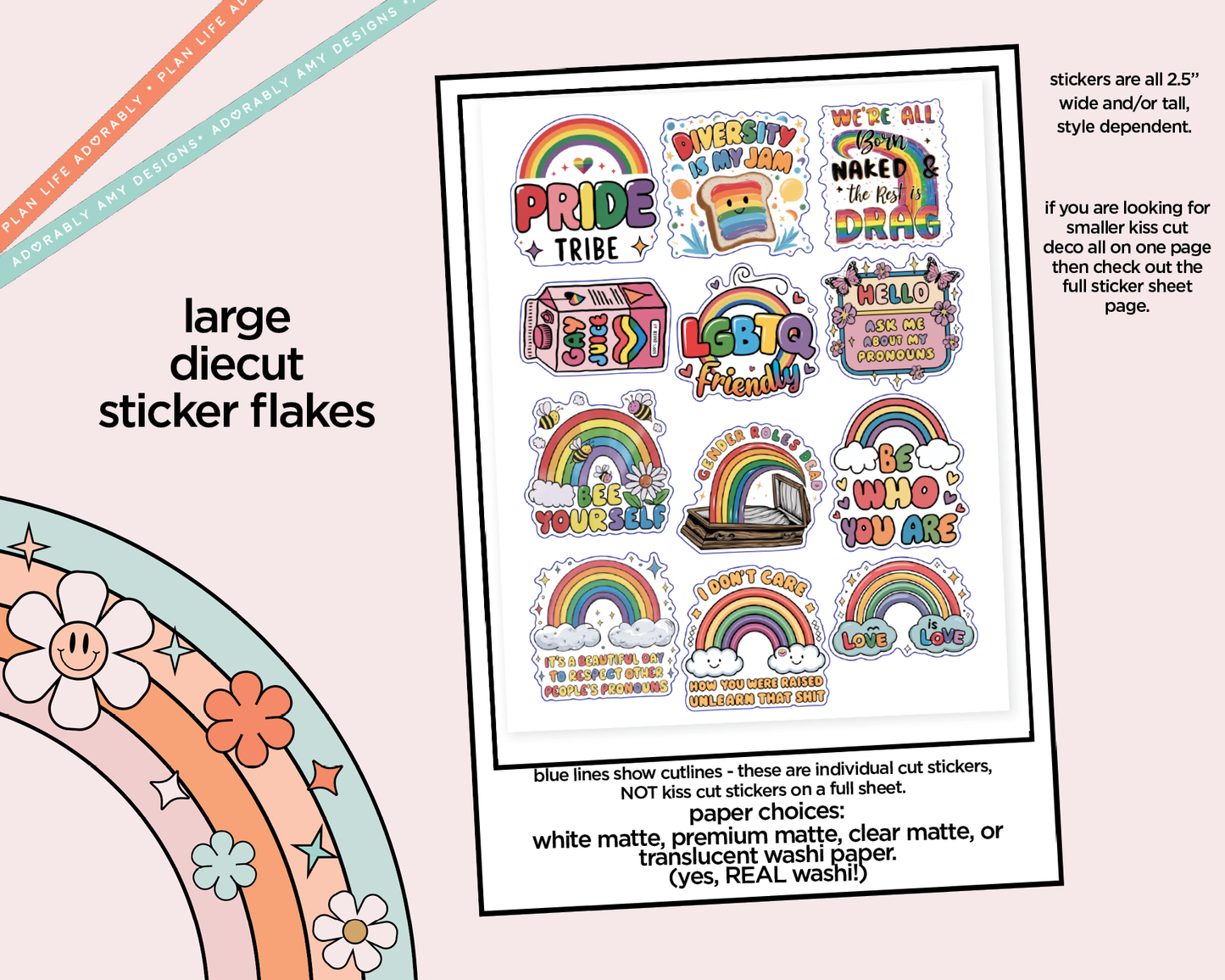 Pride Tribe Typography Sampler Planner Stickers