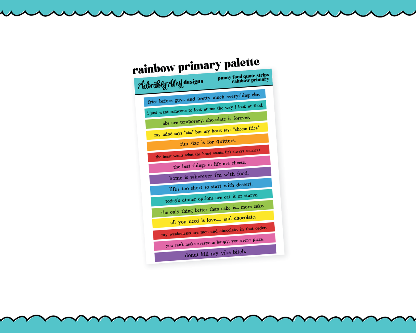Rainbow, Black or White Quote Strips - Punny Food Quotes V1