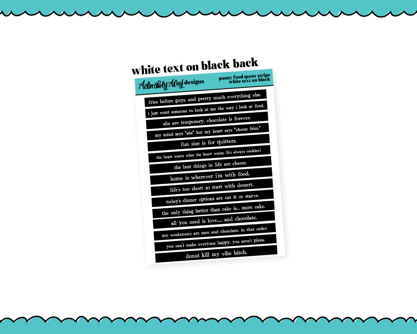 Rainbow, Black or White Quote Strips - Punny Food Quotes V1