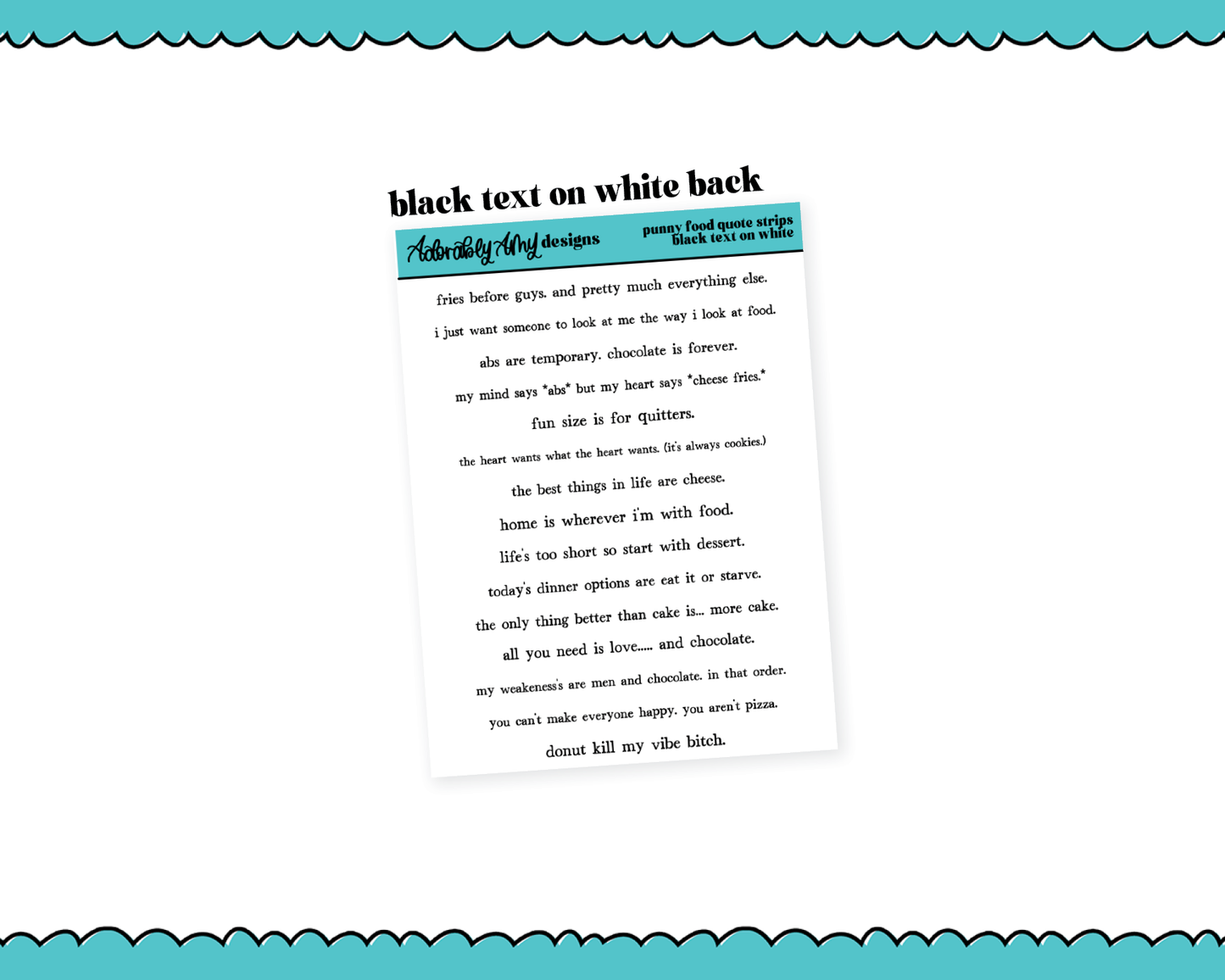 Rainbow, Black or White Quote Strips - Punny Food Quotes V1