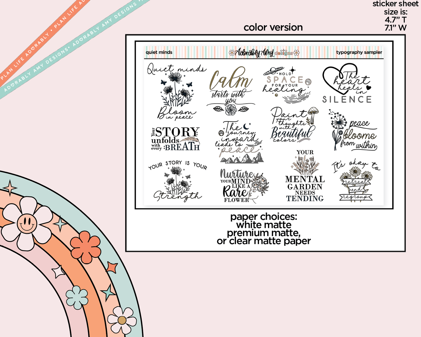 Quiet Minds Deco Typography Sampler Planner Stickers