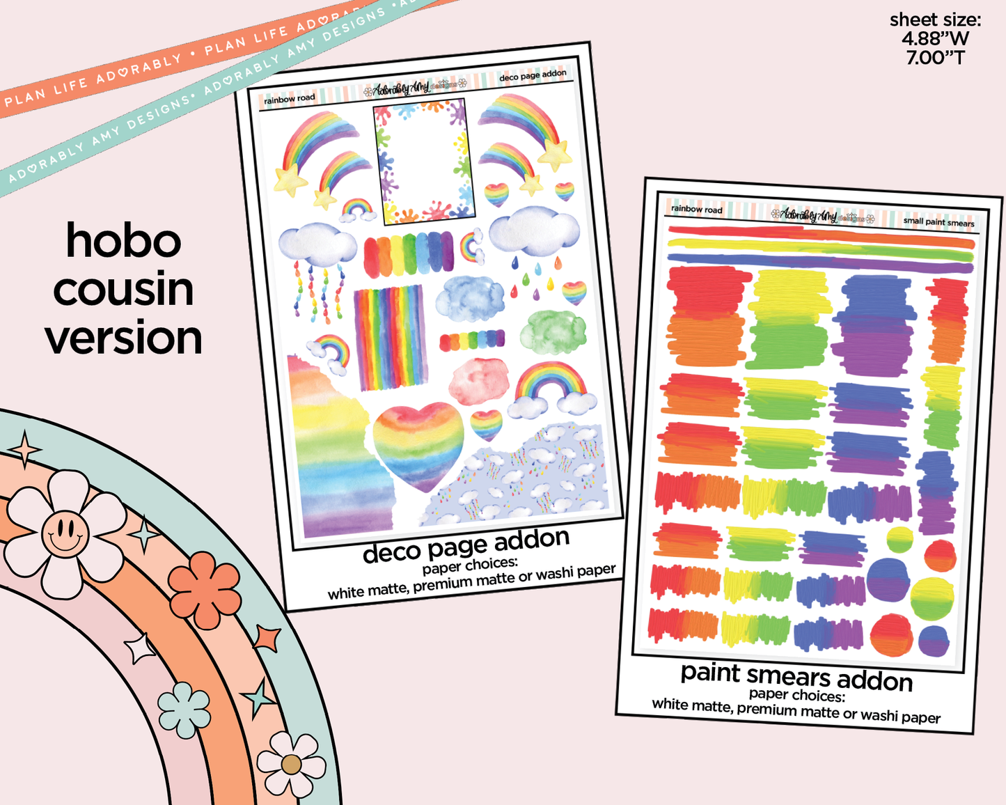 Hobonichi Cousin Weekly Rainbow Road Planner Sticker Kit for Hobo Cousin or Similar Planners
