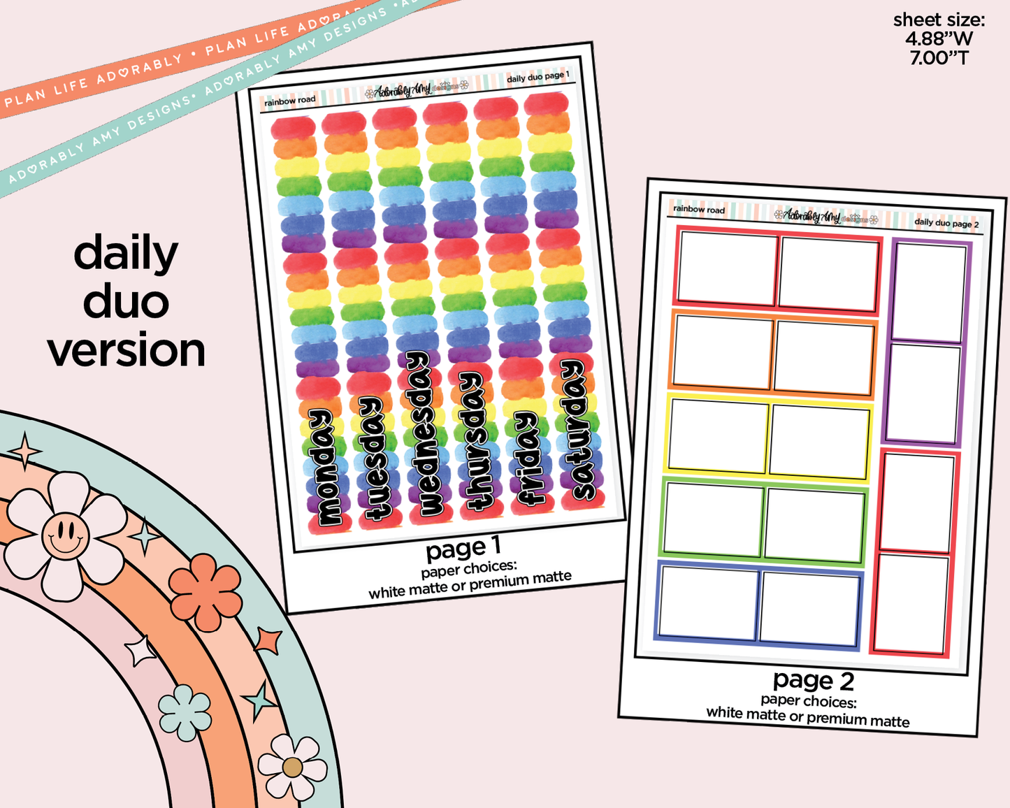 Daily Duo Rainbow Road Weekly Planner Sticker Kit for Daily Duo Planner