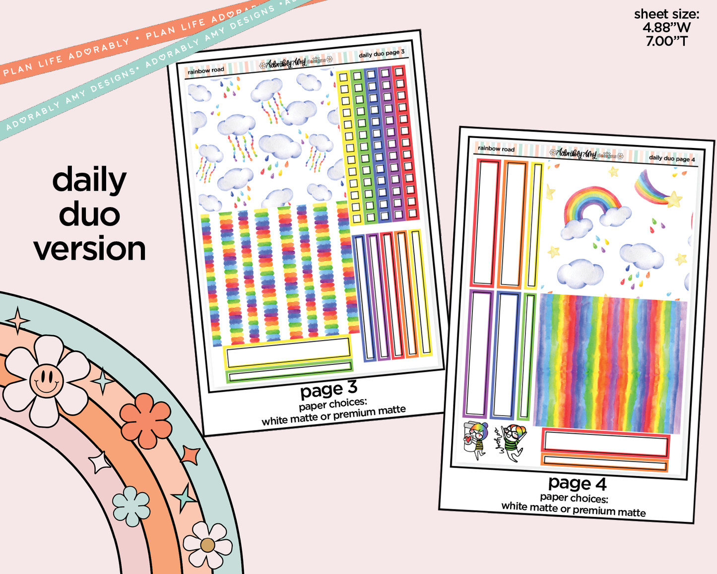 Daily Duo Rainbow Road Weekly Planner Sticker Kit for Daily Duo Planner
