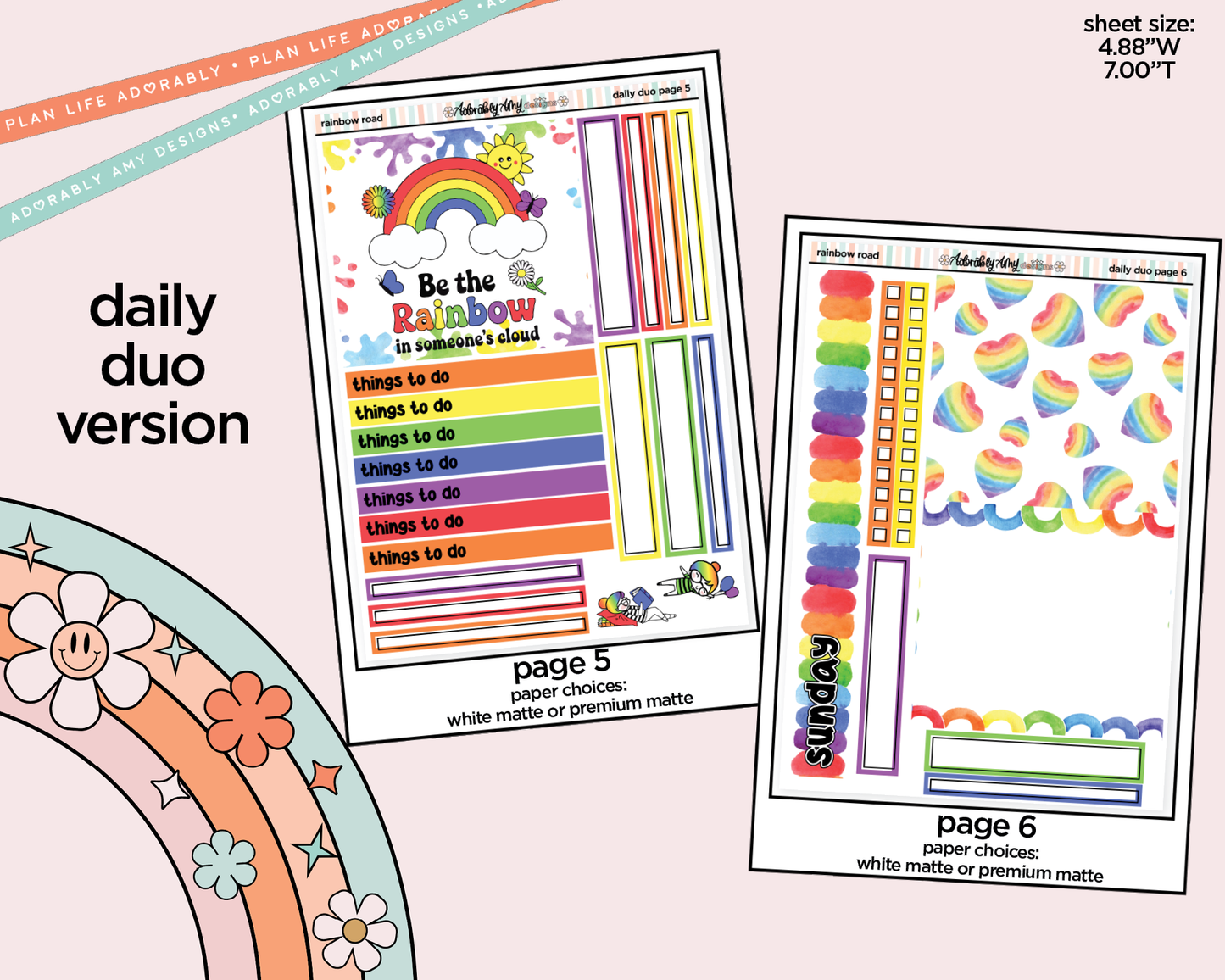 Daily Duo Rainbow Road Weekly Planner Sticker Kit for Daily Duo Planner