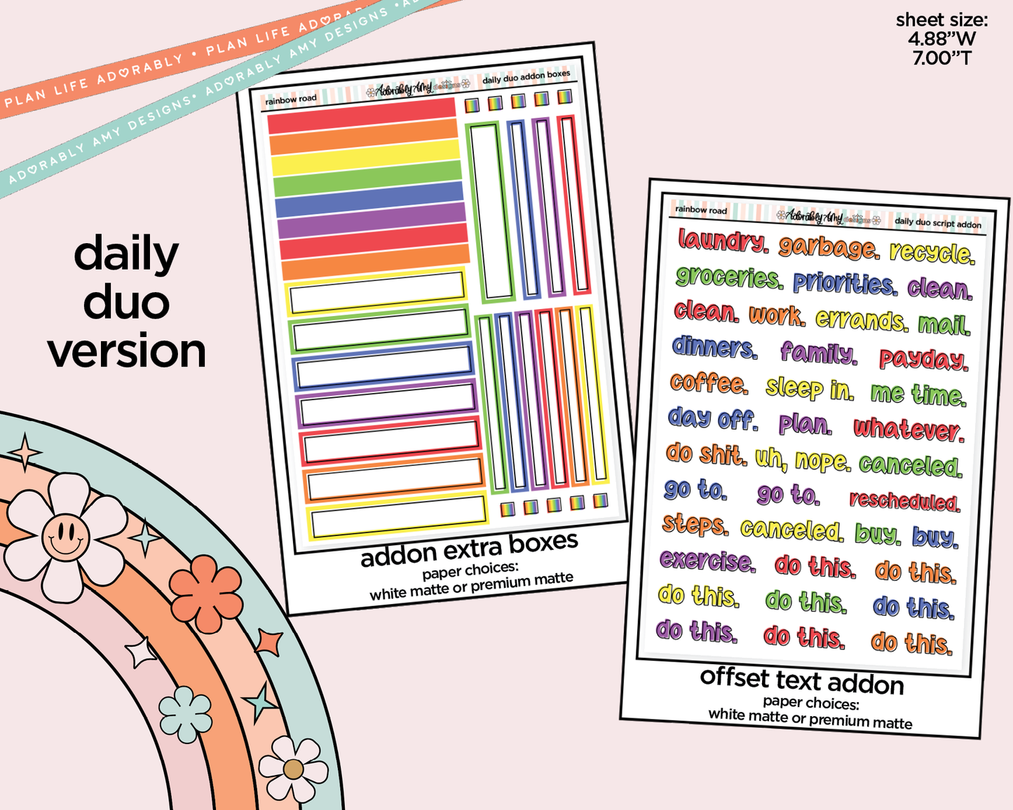Daily Duo Rainbow Road Weekly Planner Sticker Kit for Daily Duo Planner