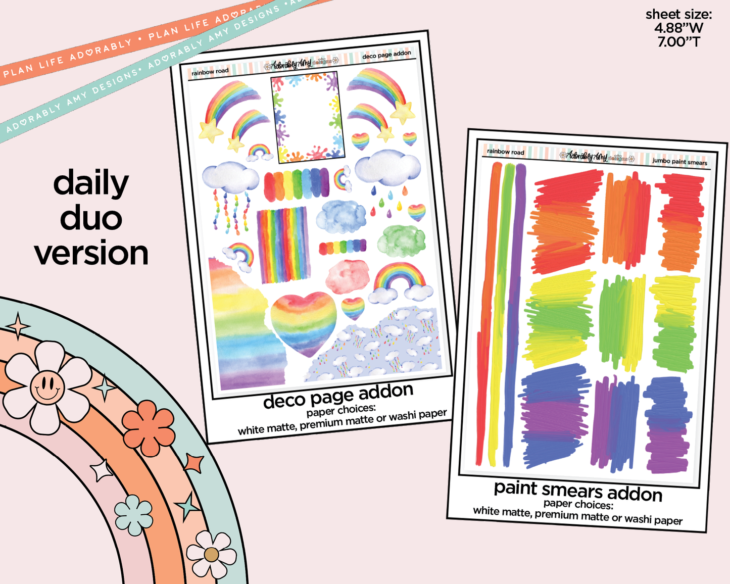 Daily Duo Rainbow Road Weekly Planner Sticker Kit for Daily Duo Planner