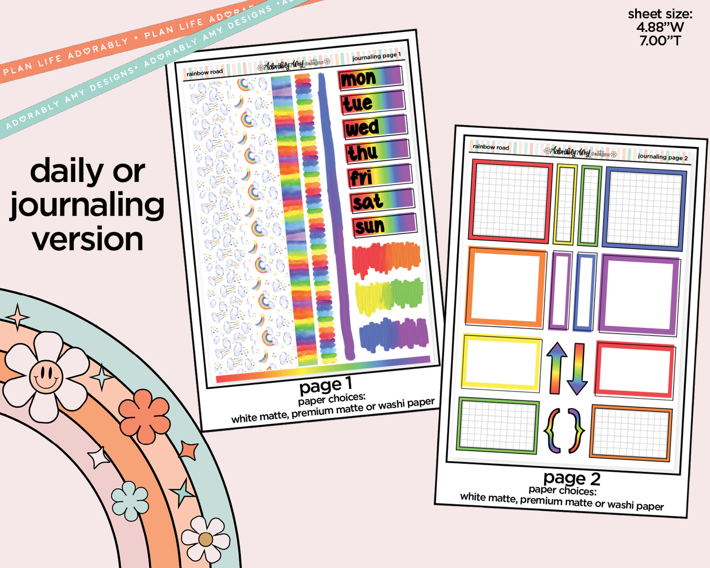 Journaling and Daily Planning Rainbow Road Planner Sticker Kit