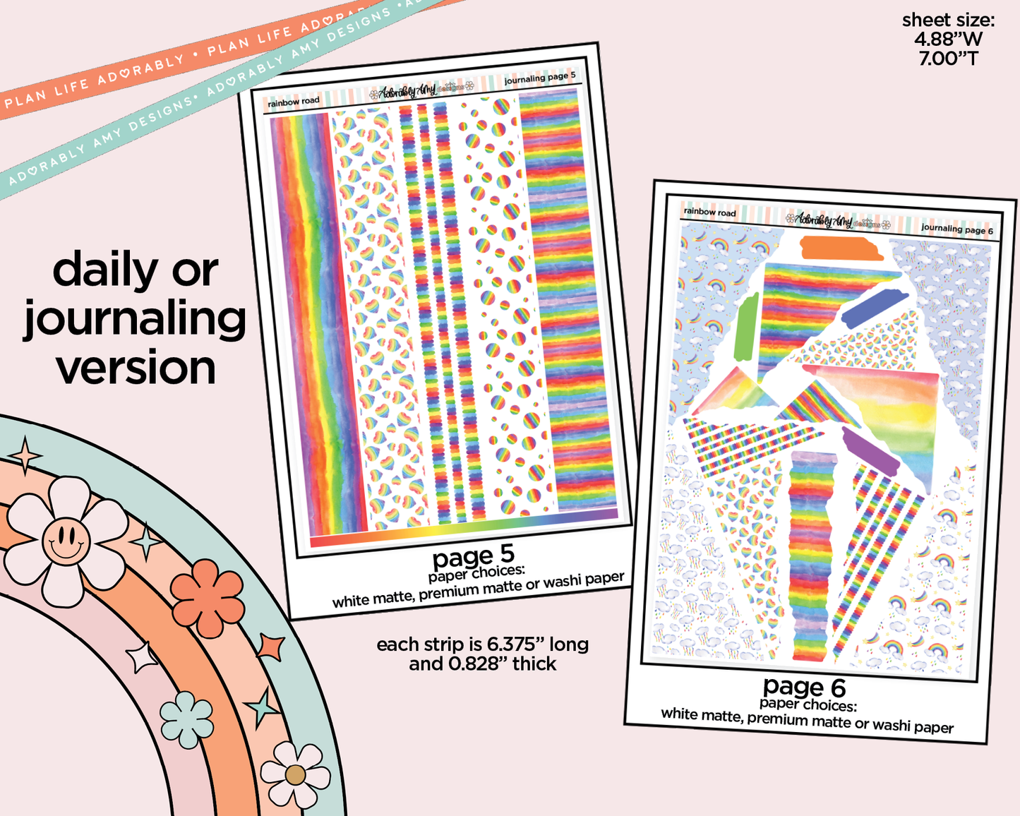 Journaling and Daily Planning Rainbow Road Planner Sticker Kit