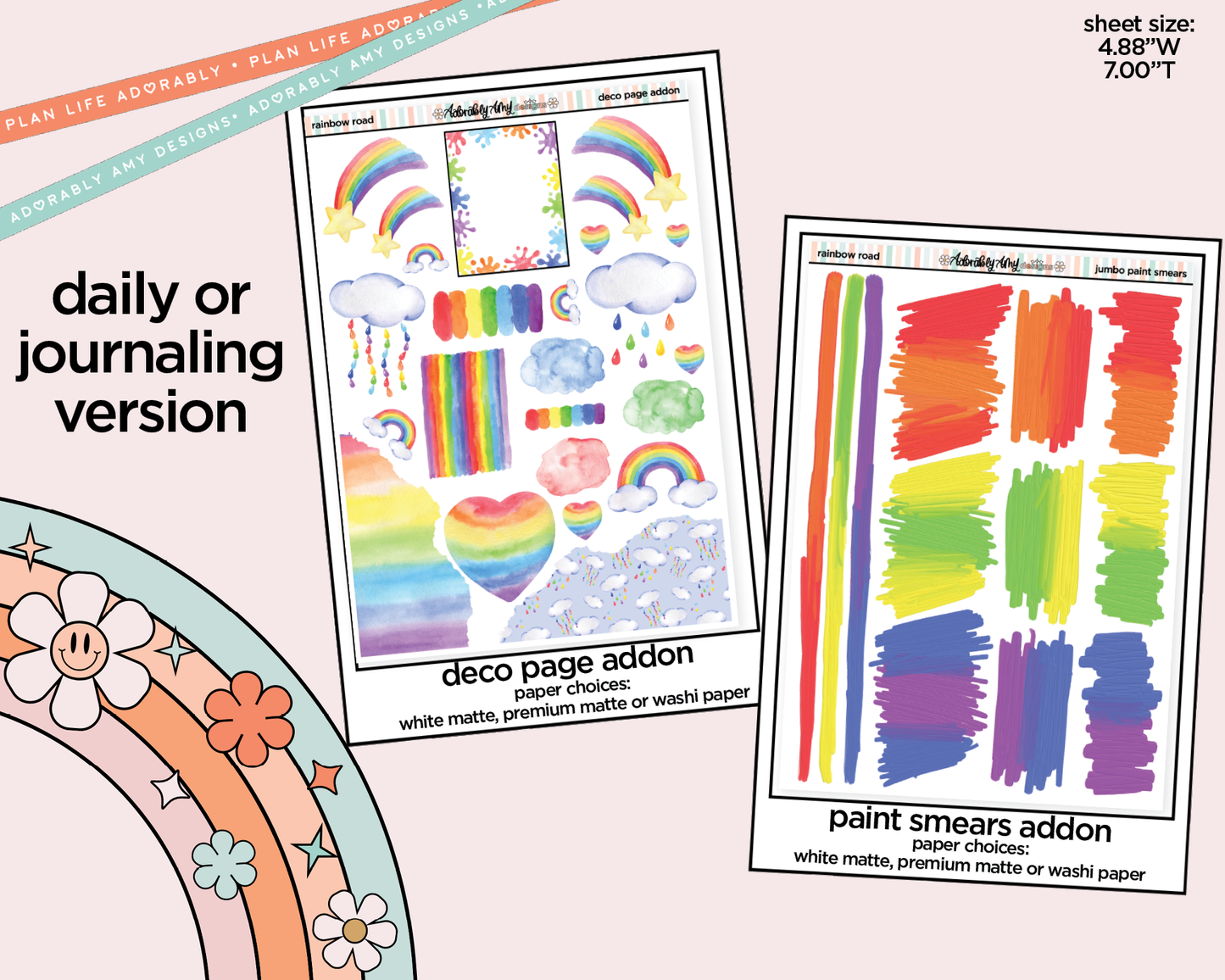 Journaling and Daily Planning Rainbow Road Planner Sticker Kit