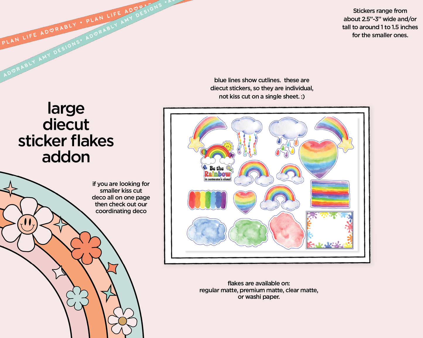 Journaling and Daily Planning Rainbow Road Planner Sticker Kit