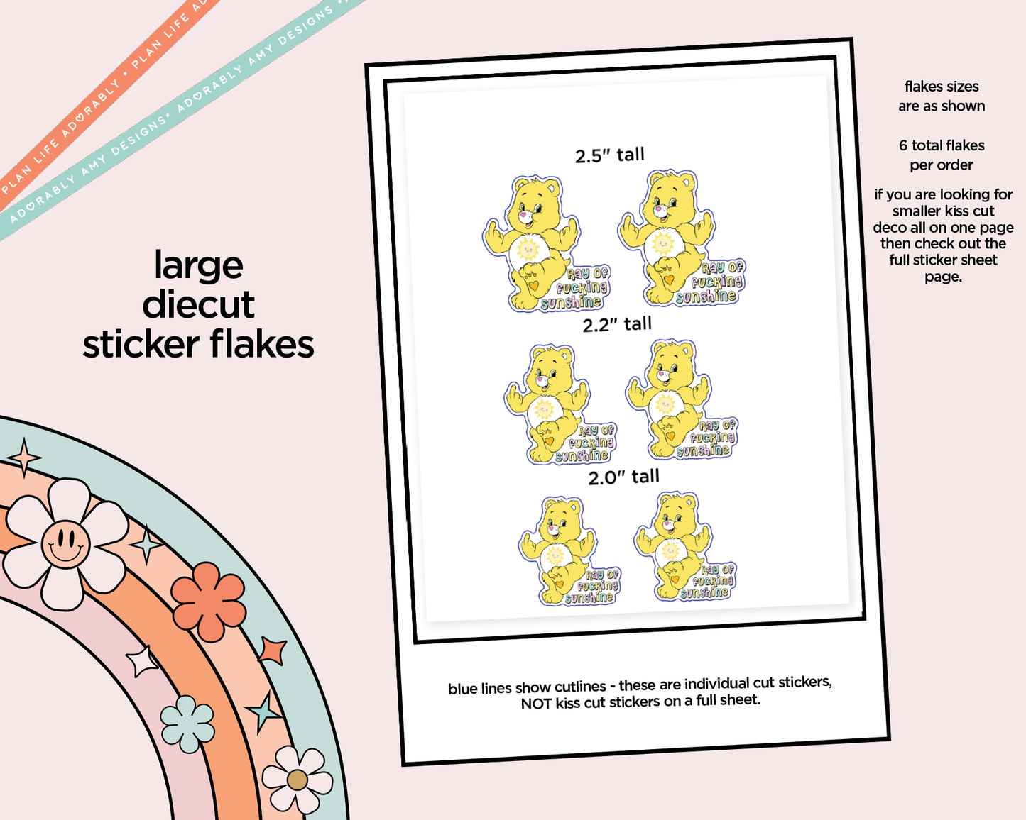 Ray of Fucking Sunshine Typography Sampler Planner Stickers - Adorably Amy Designs
