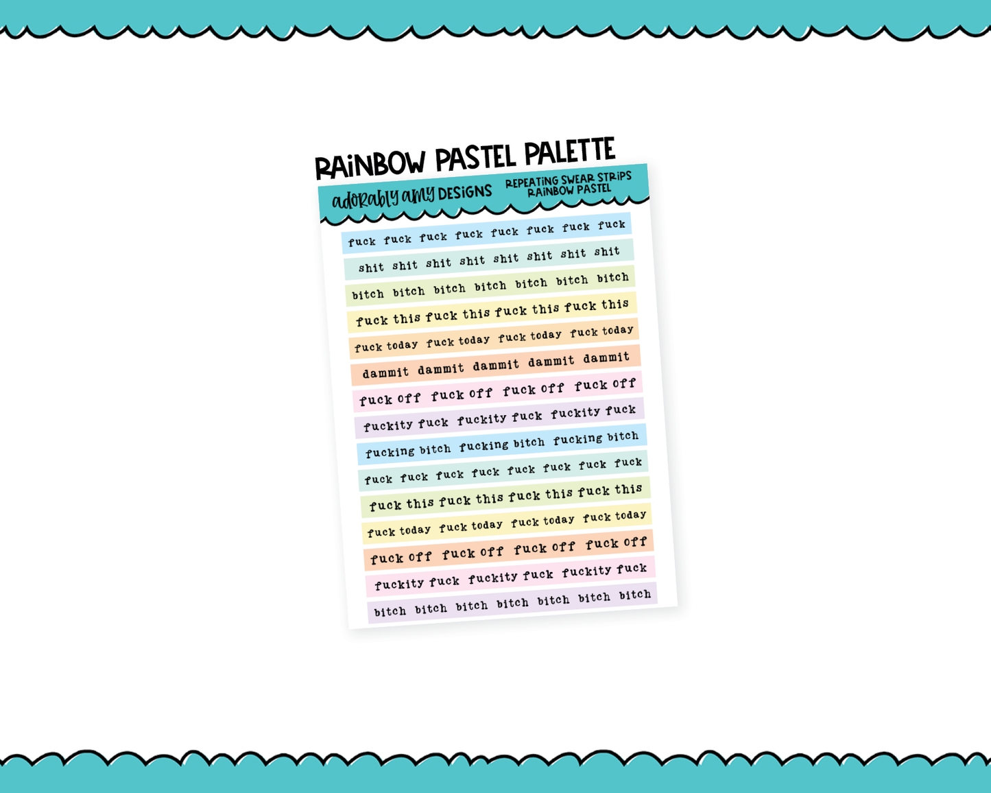 Rainbow, Black or White Quote Strips - Repeating Swear Words
