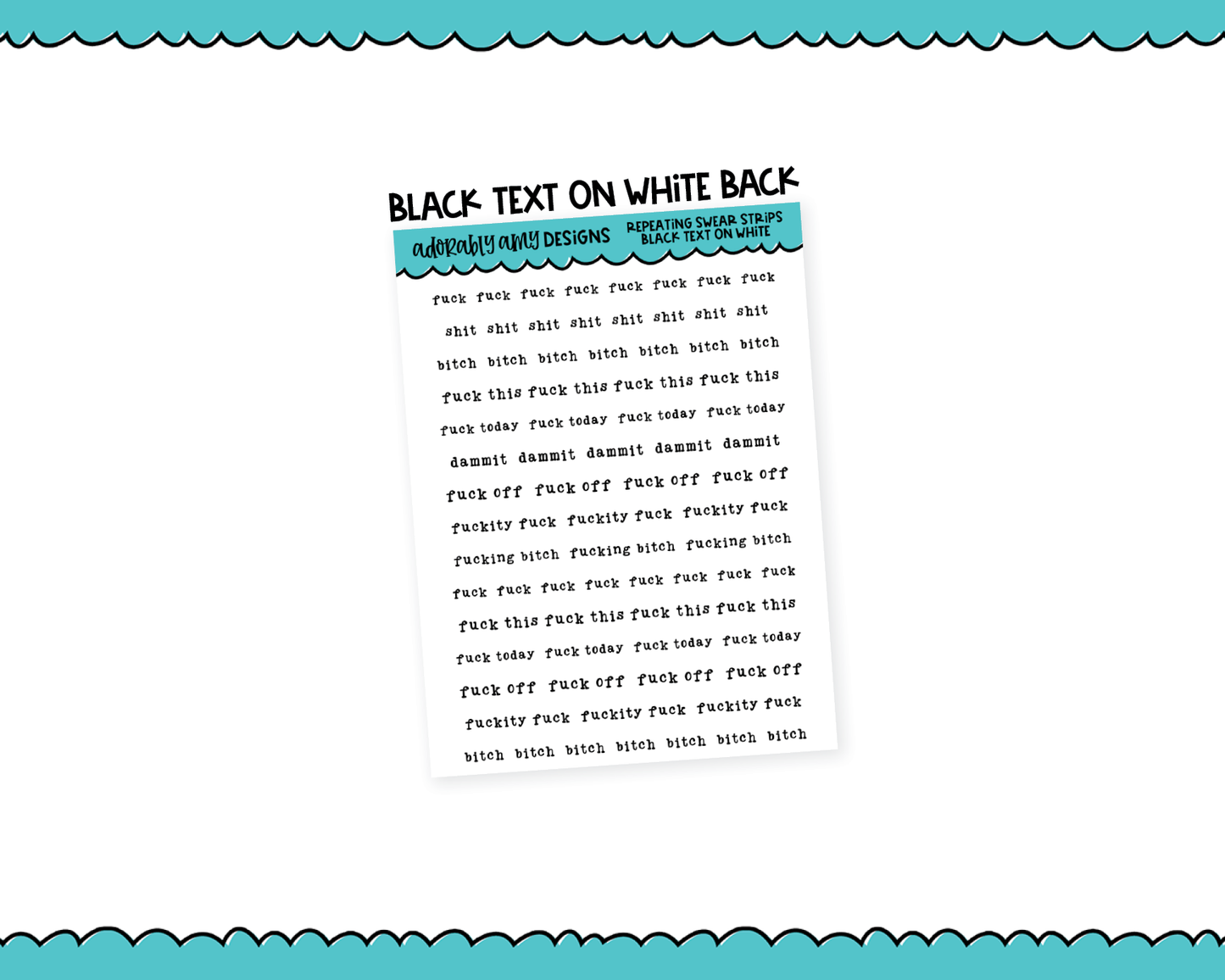 Rainbow, Black or White Quote Strips - Repeating Swear Words
