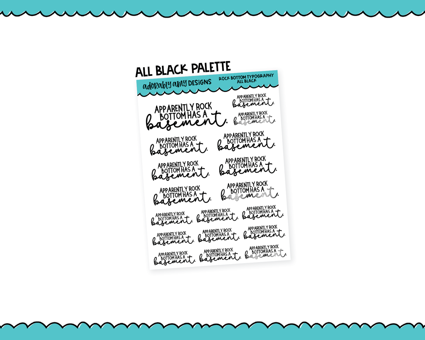 Rainbow or Black Rock Bottom Snarky Typography Planner Stickers for any Planner or Insert