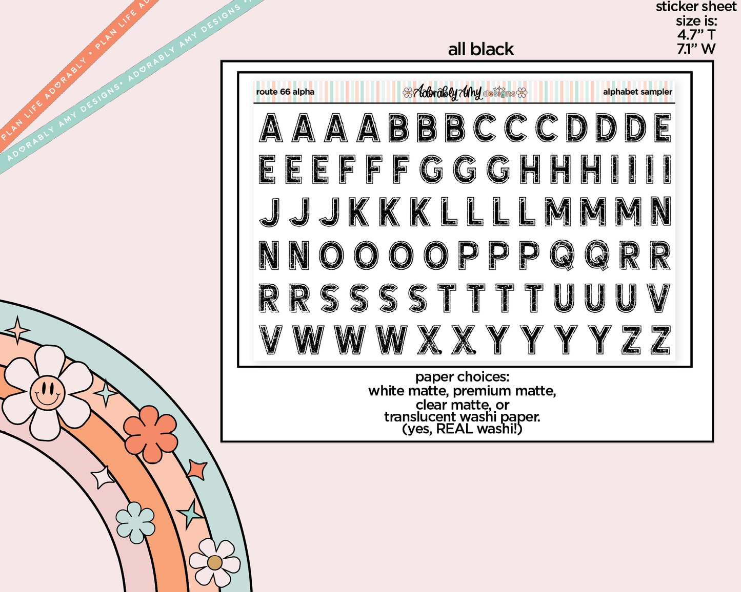 Route 66 Alphabet Stickers Deco Typography Sampler Planner Stickers