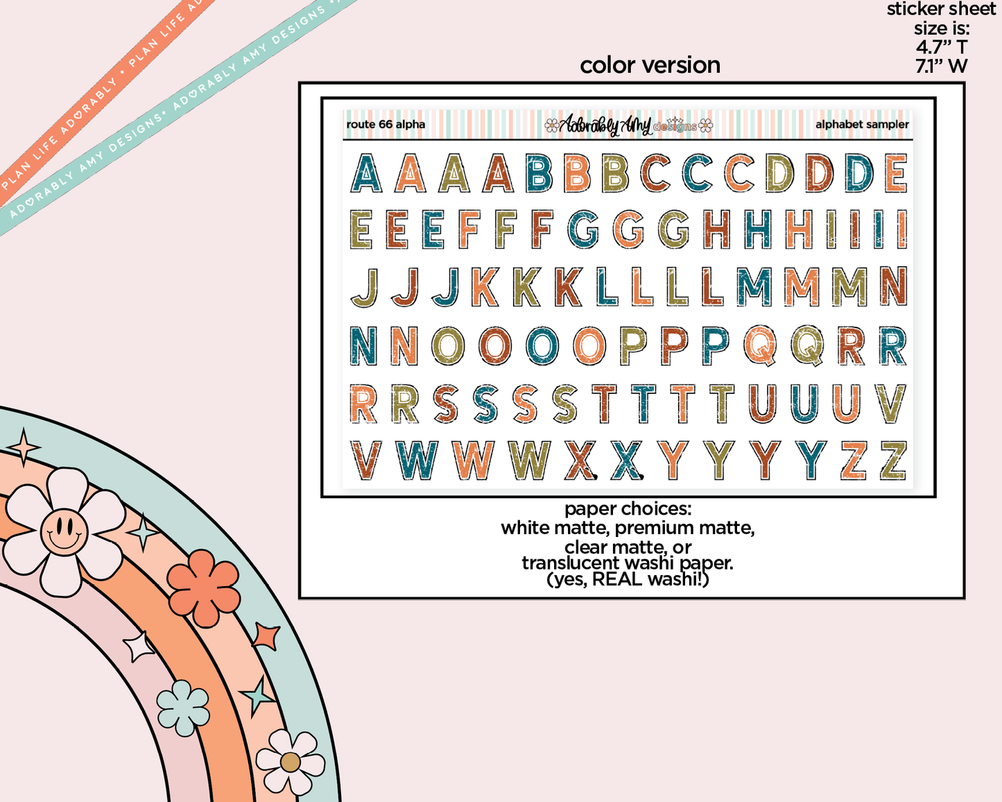 Route 66 Alphabet Stickers Deco Typography Sampler Planner Stickers