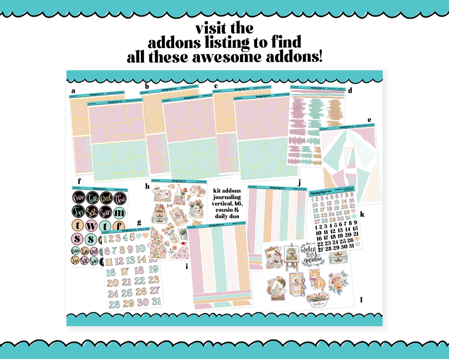 Vertical Spring Garden Planner Sticker Kit for Vertical Standard Size Planners or Inserts