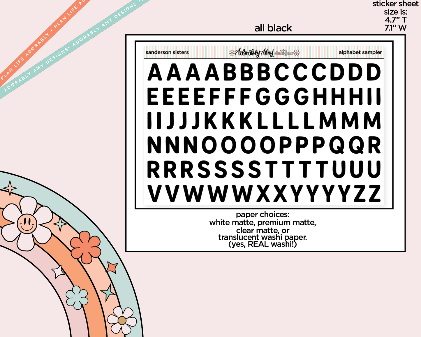 Sanderson Sisters Alphabet Stickers Deco Typography Sampler Planner Stickers