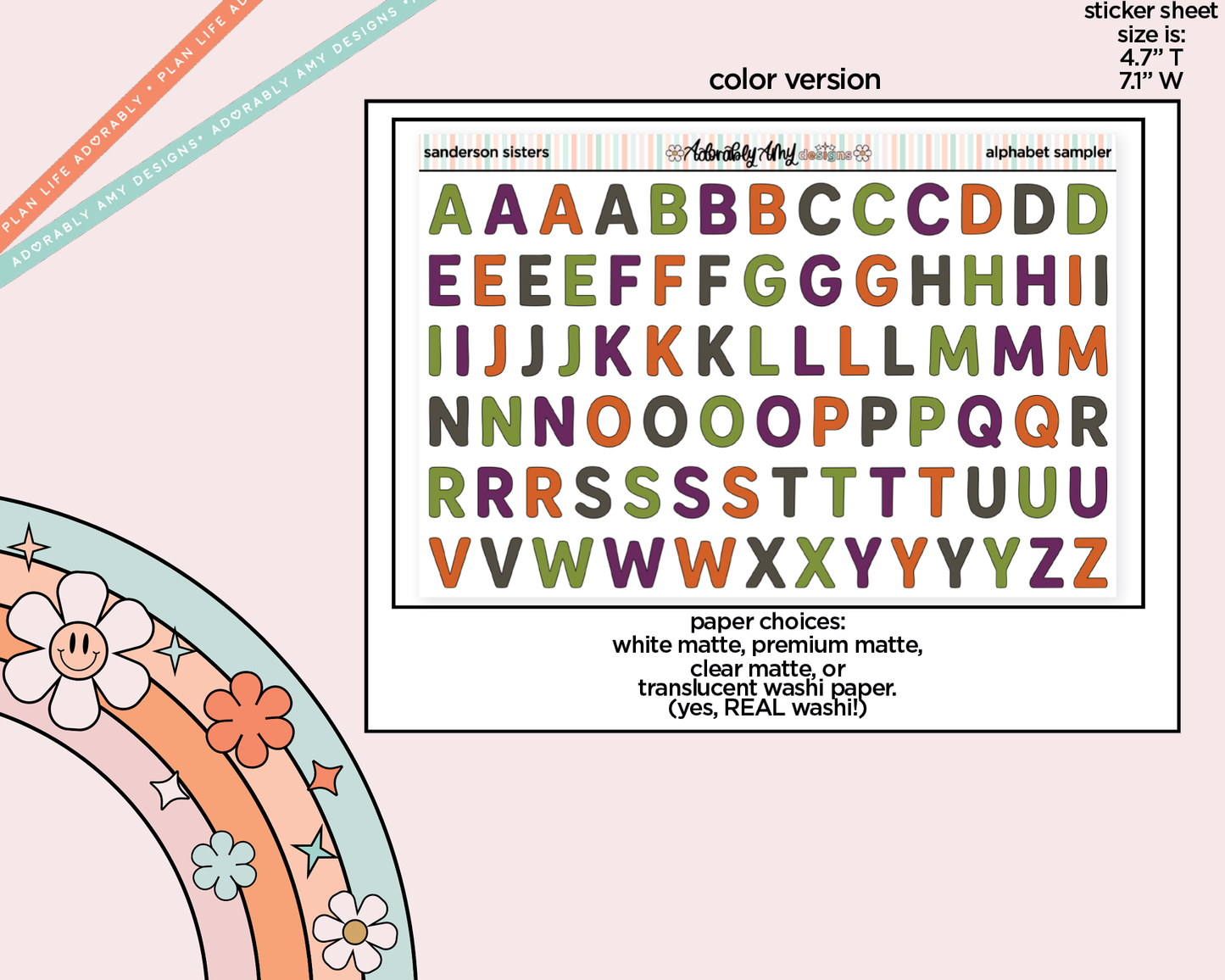 Sanderson Sisters Alphabet Stickers Deco Typography Sampler Planner Stickers