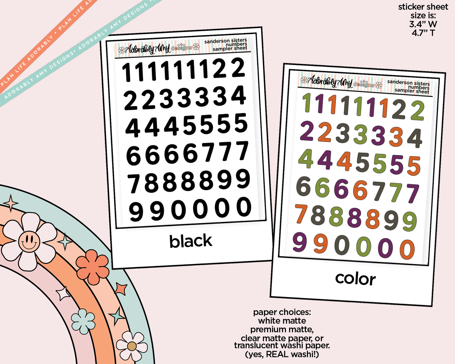 Sanderson Sisters Number Stickers Deco Typography Sampler Planner Stickers