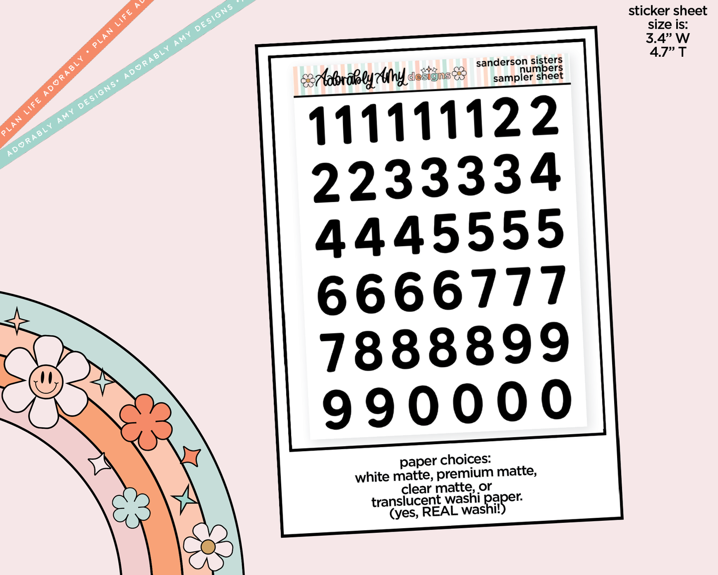 Sanderson Sisters Number Stickers Deco Typography Sampler Planner Stickers