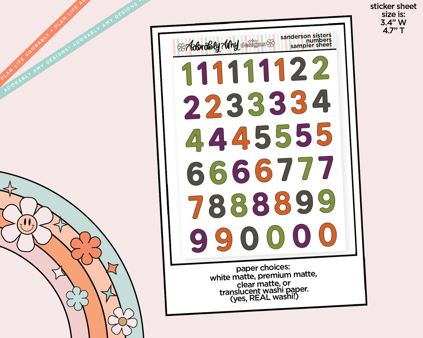 Sanderson Sisters Number Stickers Deco Typography Sampler Planner Stickers