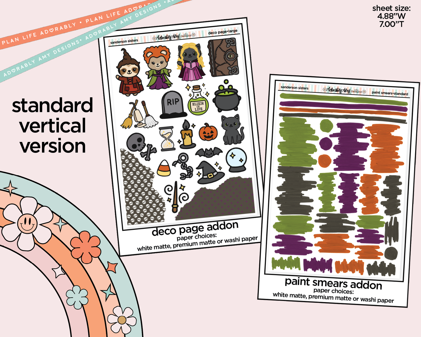 Vertical Sanderson Sisters Weekly Sticker Kit for Vertical Standard Size Planners or Insert