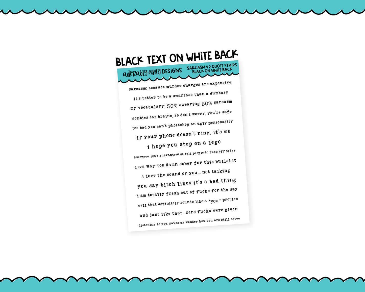 Rainbow, Black or White Quote Strips - Sarcasm V2