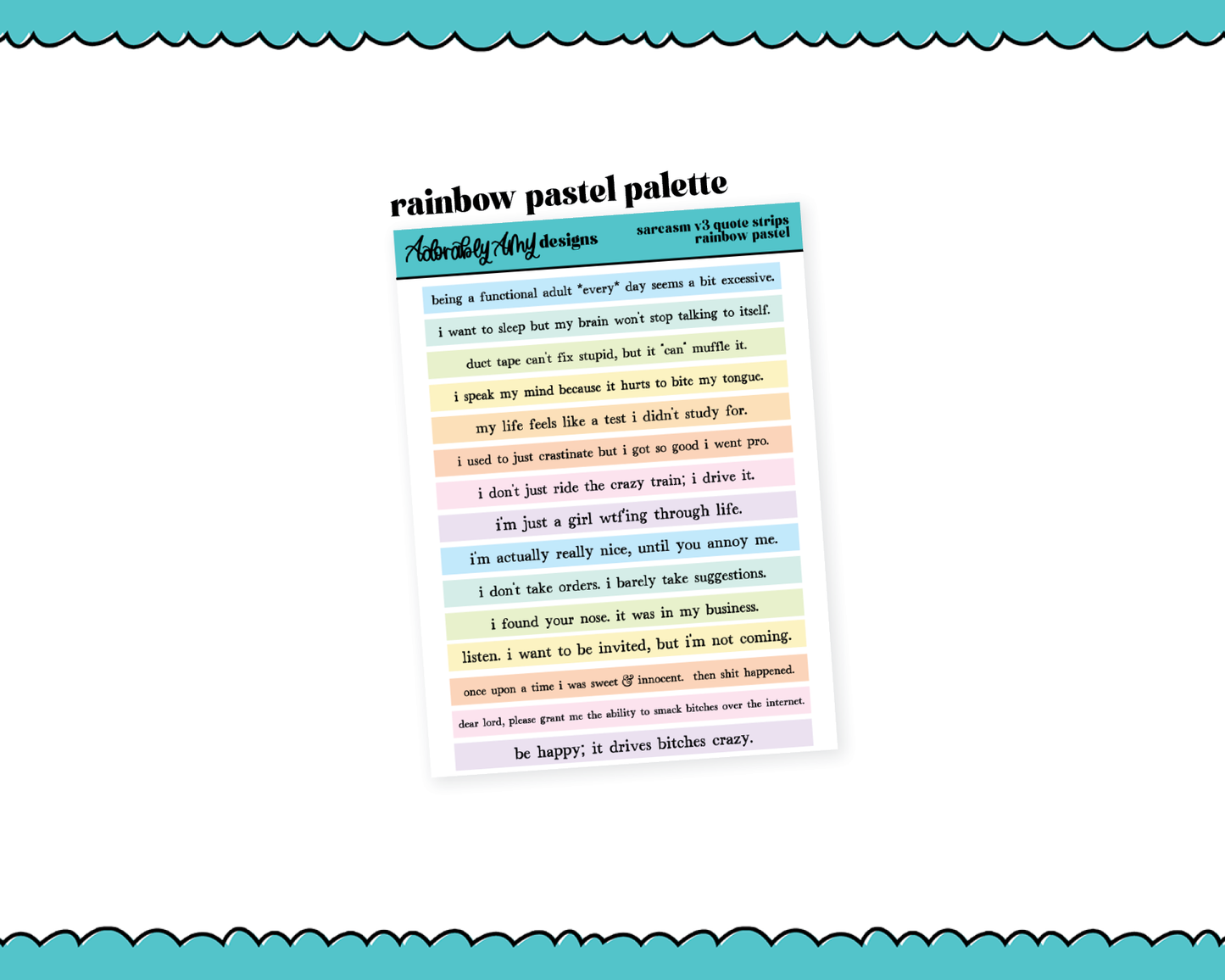 Rainbow, Black or White Quote Strips - Sarcasm V3