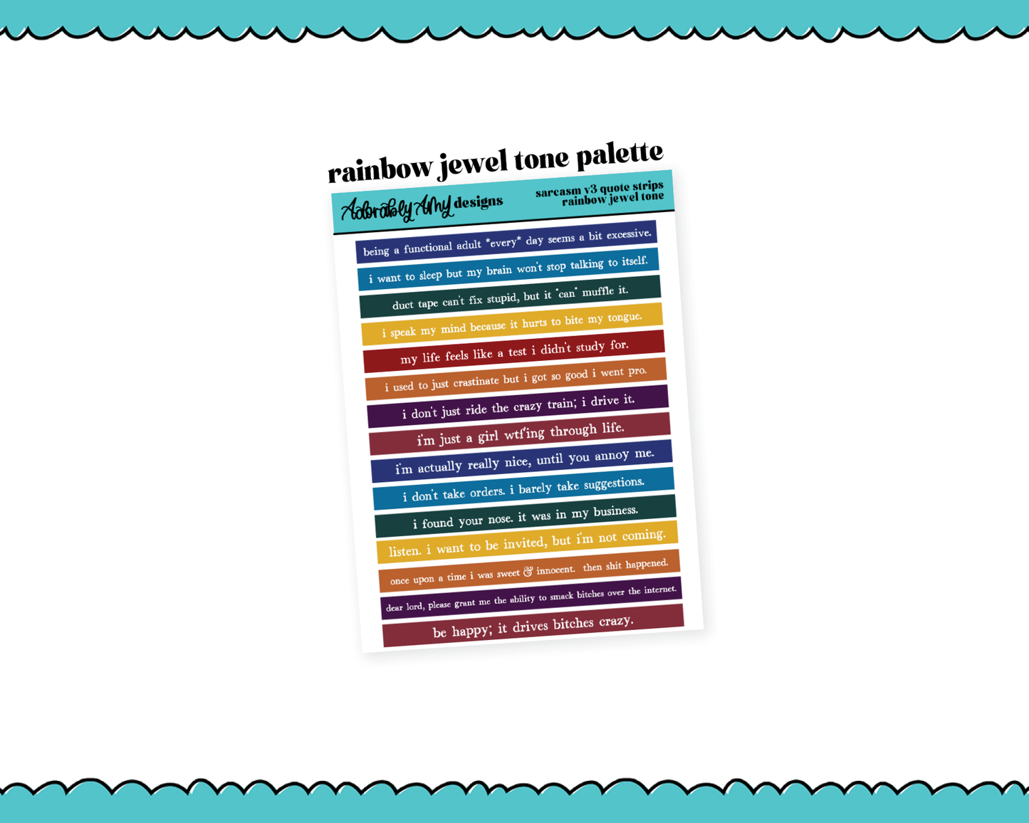 Rainbow, Black or White Quote Strips - Sarcasm V3