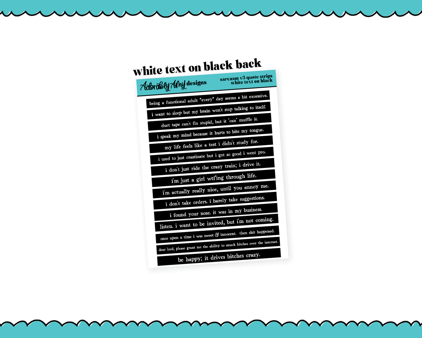 Rainbow, Black or White Quote Strips - Sarcasm V3