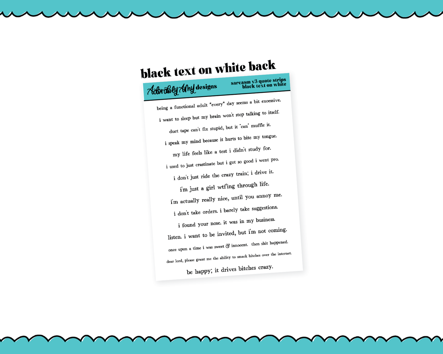 Rainbow, Black or White Quote Strips - Sarcasm V3