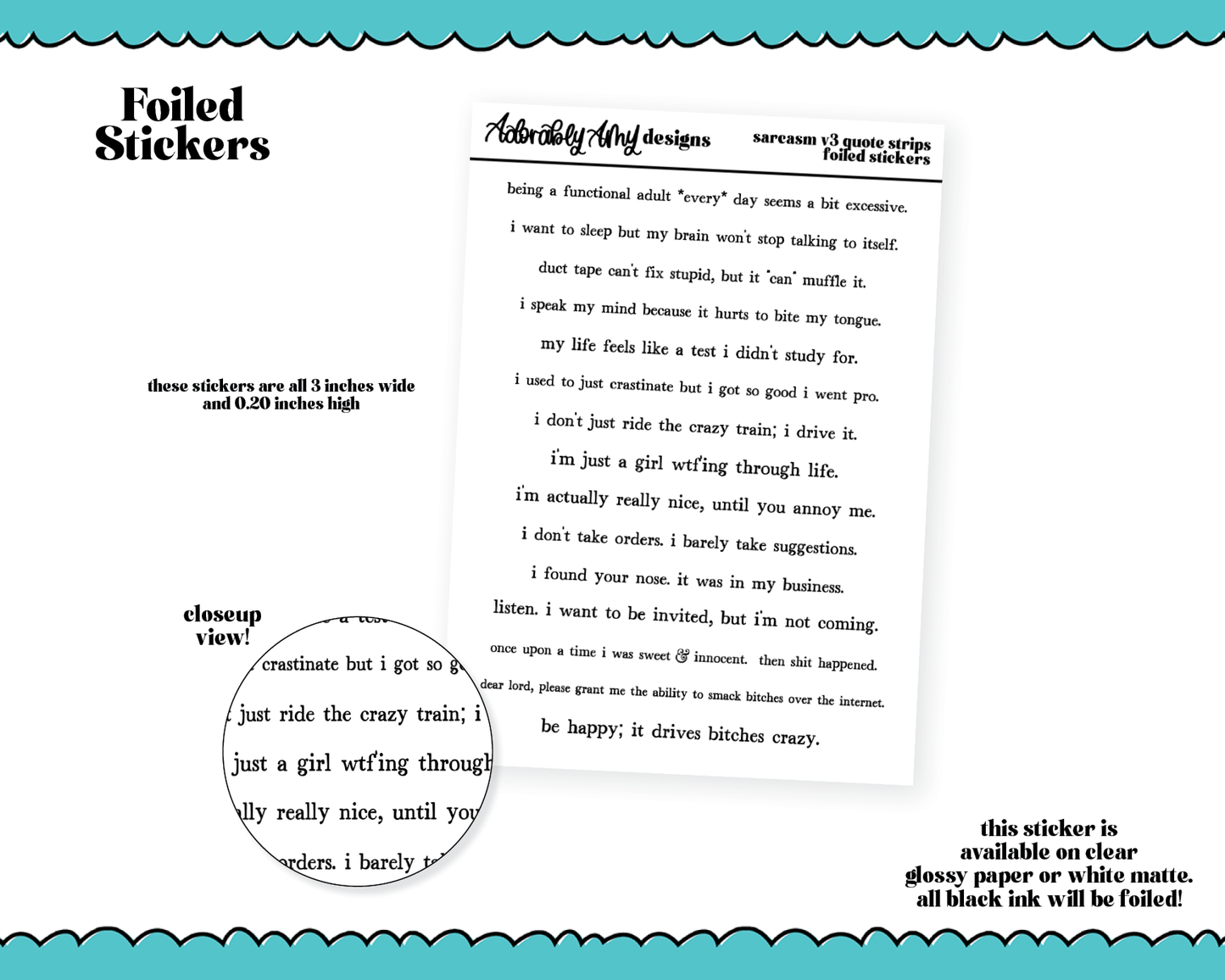 Foil Quote Strips Collection - Sarcasm V3