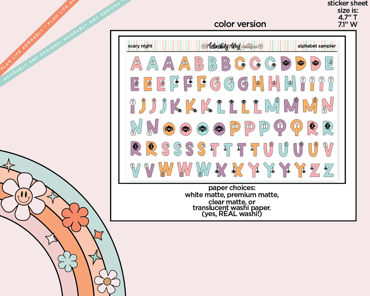 Scary Night Alphabet Stickers Deco Typography Sampler Planner Stickers