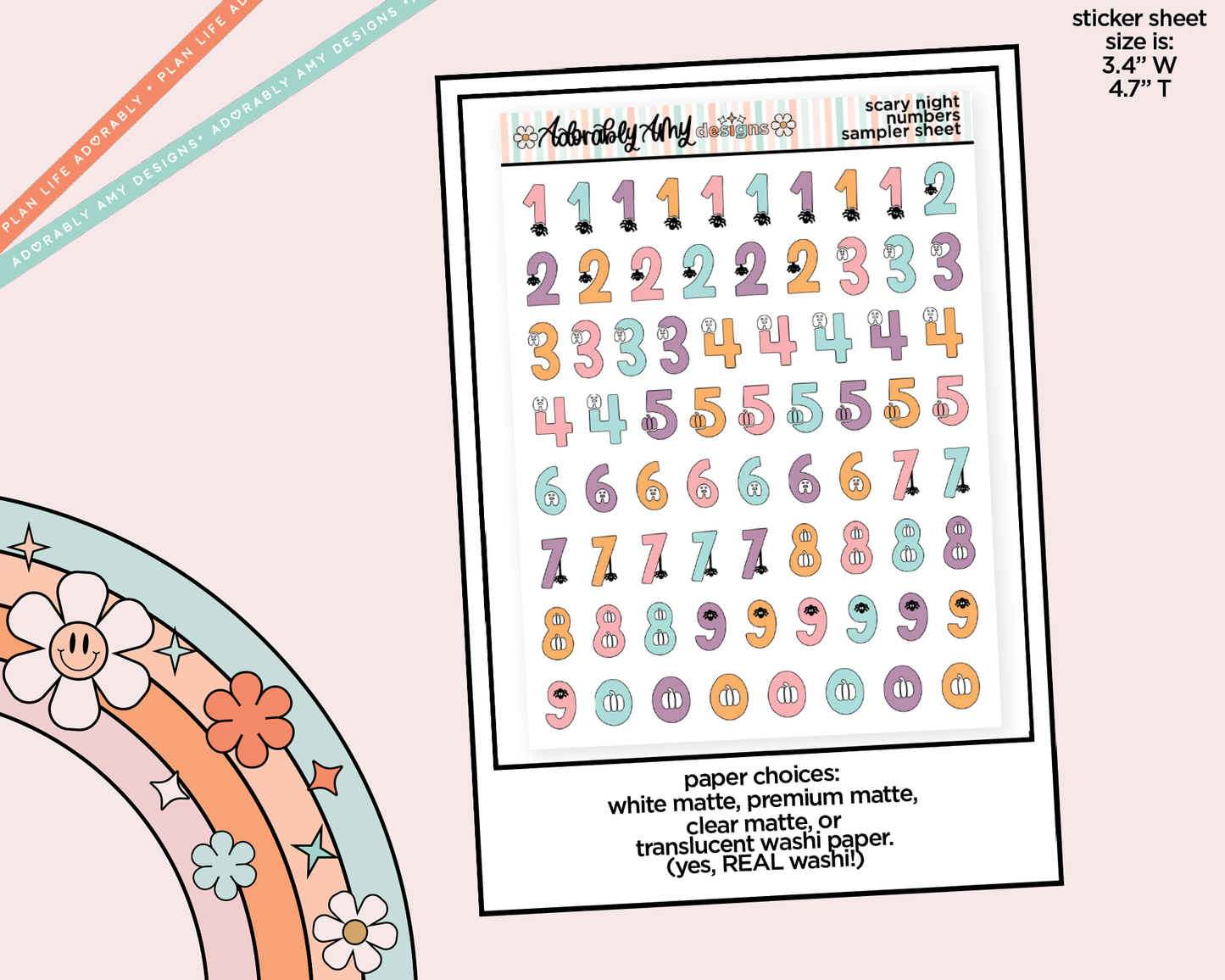 Scary Night Number Stickers Deco Typography Sampler Planner Stickers