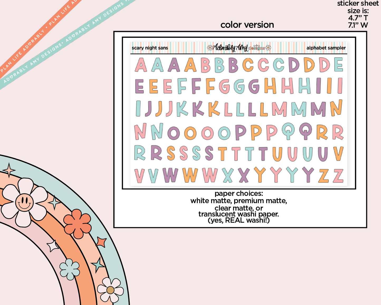 Scary Night Sans Alphabet Stickers Deco Typography Sampler Planner Stickers